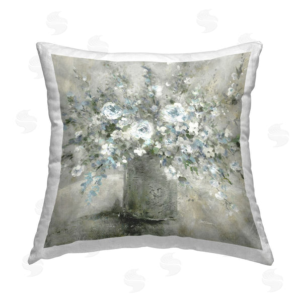 stupell industries Carol Robinson | Farmhouse Blues Bouquet Printed Throw Pillow