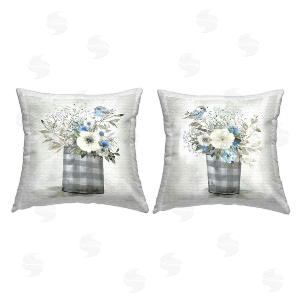 Stupell Industries Carol Robinson | Farmhouse Botanical Blues Printed Throw Pillow Set