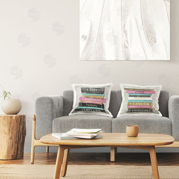 Stupell Industries Carol Robinson | Fashion Book Stacks Printed Throw Pillow Set