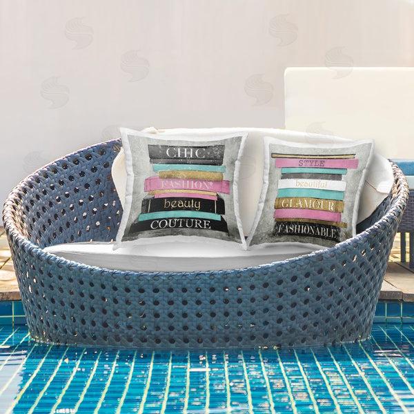 Stupell Industries Carol Robinson | Fashion Book Stacks Printed Throw Pillow Set