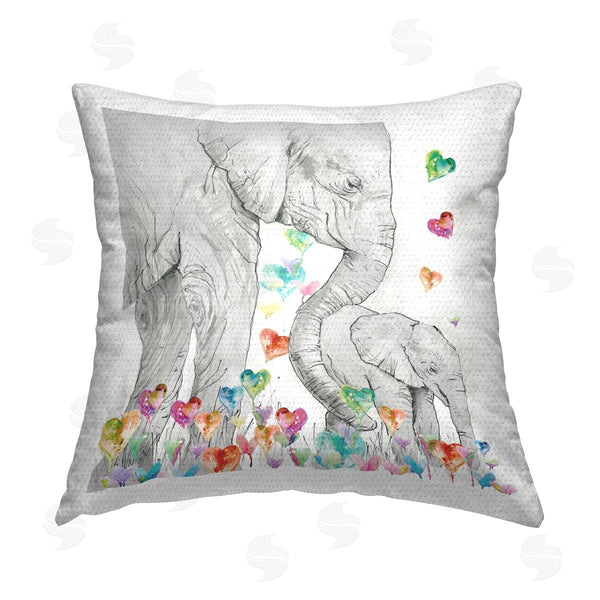 Stupell Industries Carol Robinson | Field Of Hearts Elephants Printed Throw Pillow