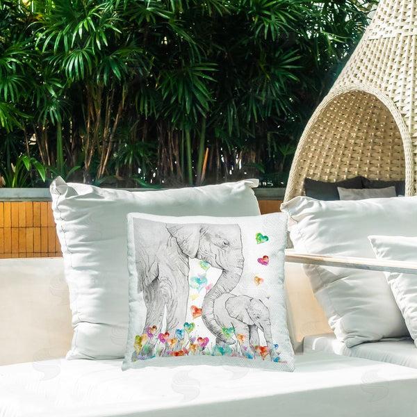 Stupell Industries Carol Robinson | Field Of Hearts Elephants Printed Throw Pillow