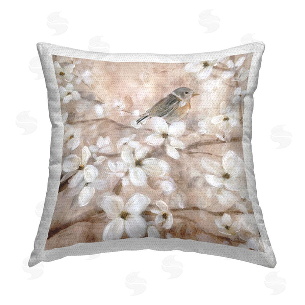 Stupell Industries Carol Robinson | Finch Among Cherry Blossoms Printed Throw Pillow