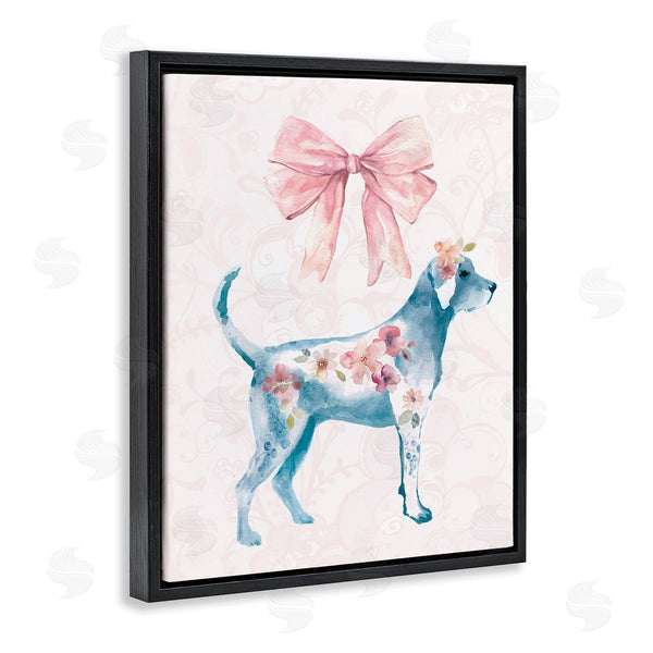 Stupell Industries Carol Robinson | Floral Dog With Pink Ribbon