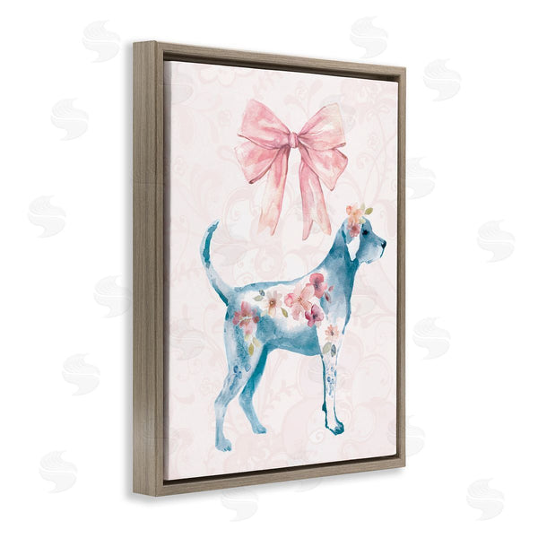 Stupell Industries Carol Robinson | Floral Dog With Pink Ribbon