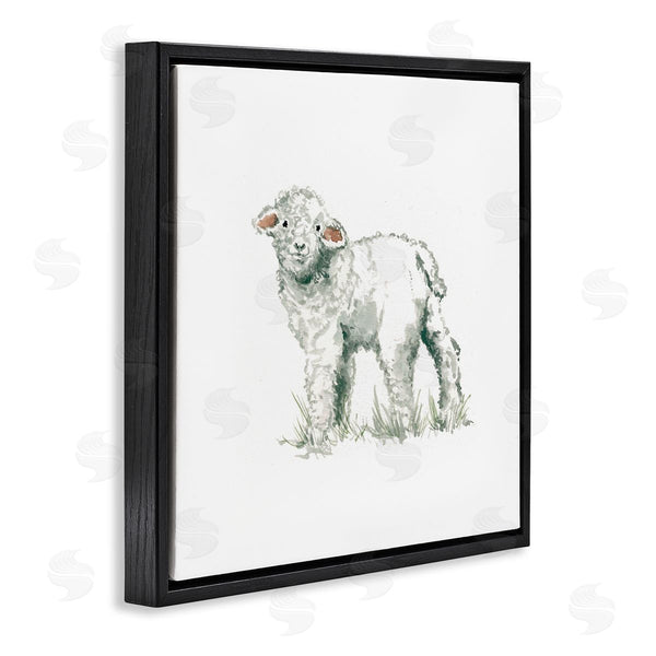 Stupell Industries Carol Robinson | Fluffy Baby Sheep Minimal Farm Animal Over White Wall Art