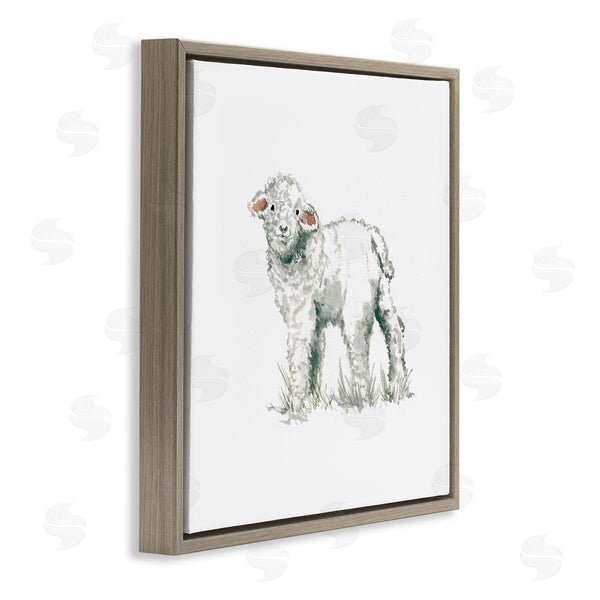 Stupell Industries Carol Robinson | Fluffy Baby Sheep Minimal Farm Animal Over White Wall Art