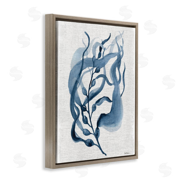 Stupell Industries Carol Robinson | Fluid Blue Herb Leaf