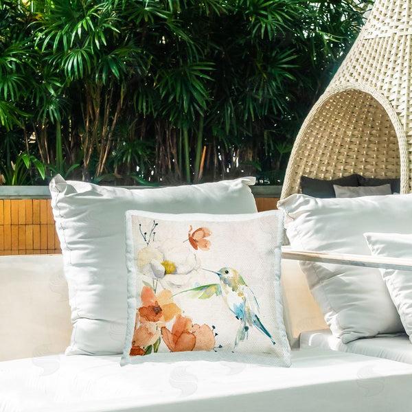 Stupell Industries Carol Robinson | Fluttering Bird & Florals Printed Throw Pillow