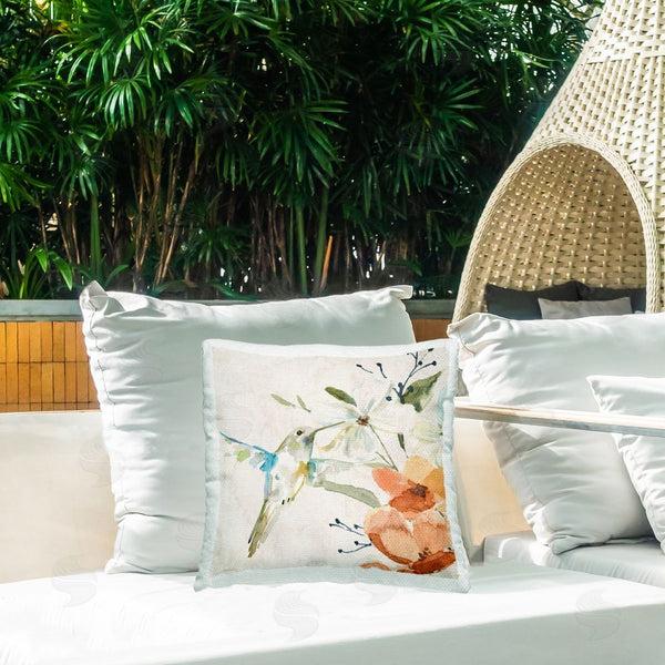 Stupell Industries Carol Robinson | Fluttering Bird & Flowers Printed Throw Pillow