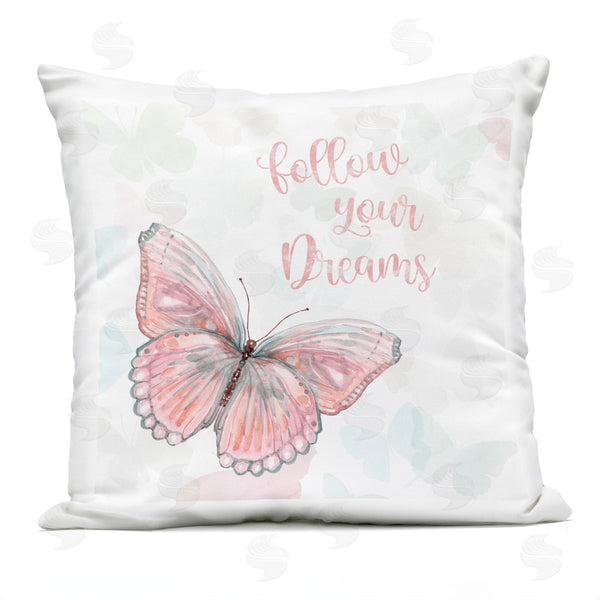 Stupell Industries Carol Robinson | Follow Your Dreams Pink Butterfly Printed Throw Pillow