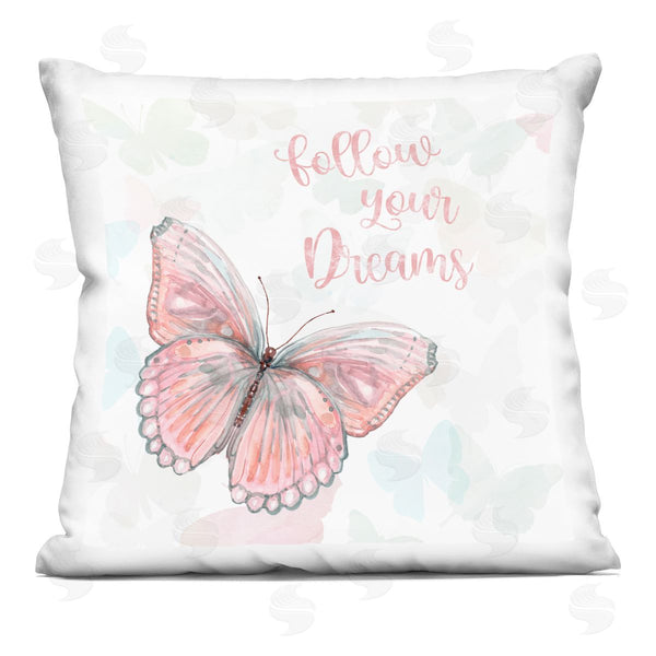 stupell industries Carol Robinson | Follow Your Dreams Pink Butterfly Printed Throw Pillow