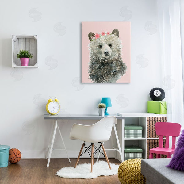Stupell Industries Carol Robinson | Fuzzy Bear With Floral Crown Wall Art