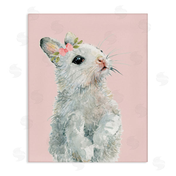 stupell industries Carol Robinson | Fuzzy Bunny on Pink Wall Art