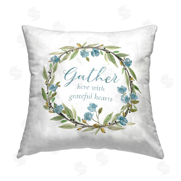 stupell industries Carol Robinson | Gather Floral Wreath Printed Throw Pillow