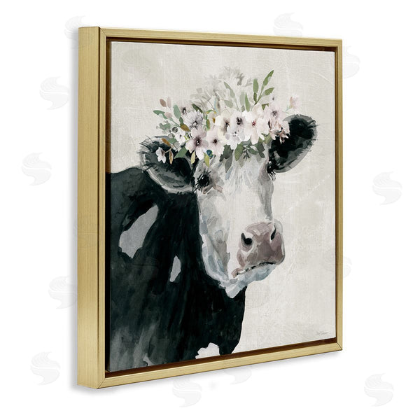 Stupell Industries Carol Robinson | Gazing Cow With Florals