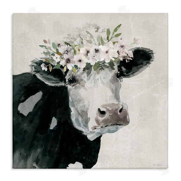 stupell industries Carol Robinson | Gazing Cow with Florals