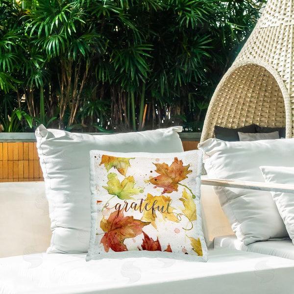 Stupell Industries Carol Robinson | Grateful Modern Leaves Printed Throw Pillow
