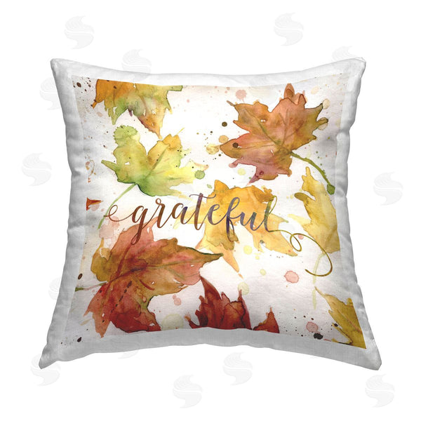 stupell industries Carol Robinson | Grateful Modern Leaves Printed Throw Pillow