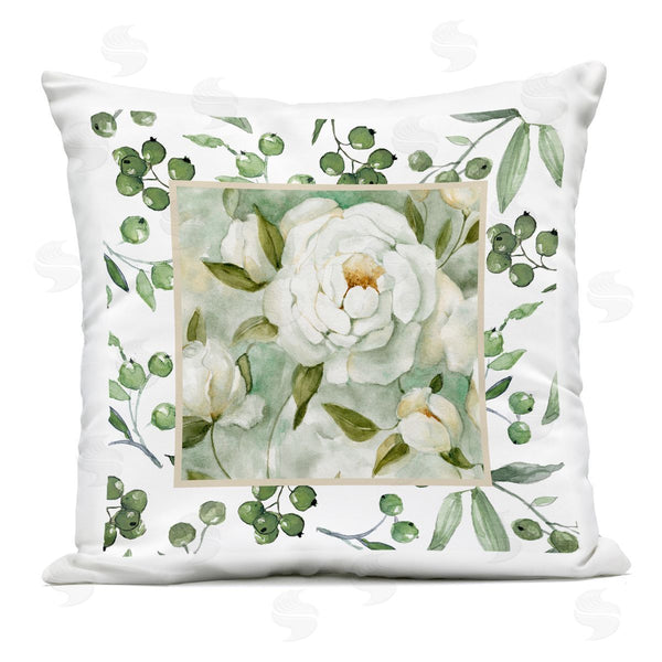 Stupell Industries Carol Robinson | Green Berries And Blooms Printed Throw Pillow