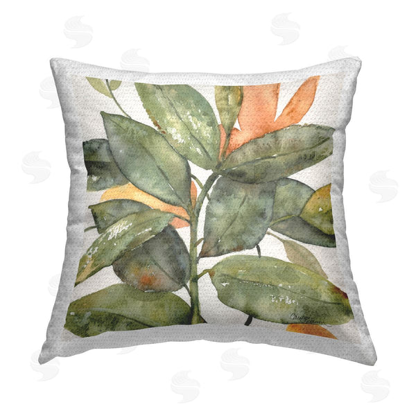 Stupell Industries Carol Robinson | Green & Orange Leaves Printed Throw Pillow