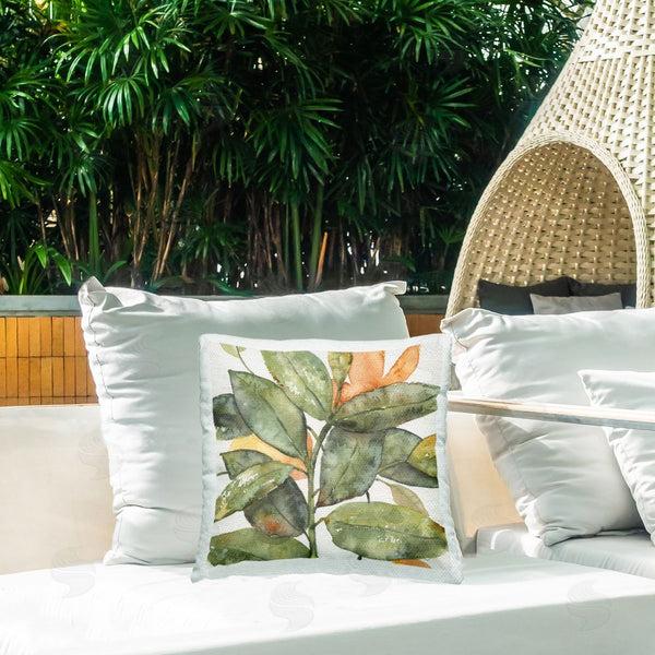 Stupell Industries Carol Robinson | Green & Orange Leaves Printed Throw Pillow