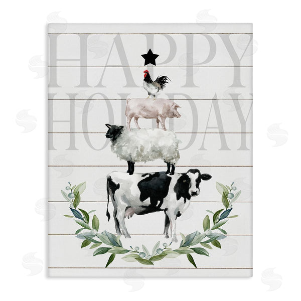 stupell industries Carol Robinson | Happy Holiday Farm Animals