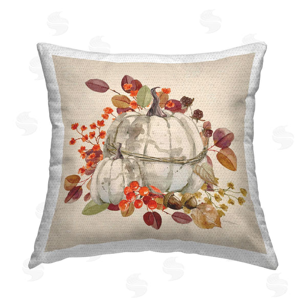 Stupell Industries Carol Robinson | Harvest Leaves Pumpkins Printed Throw Pillow