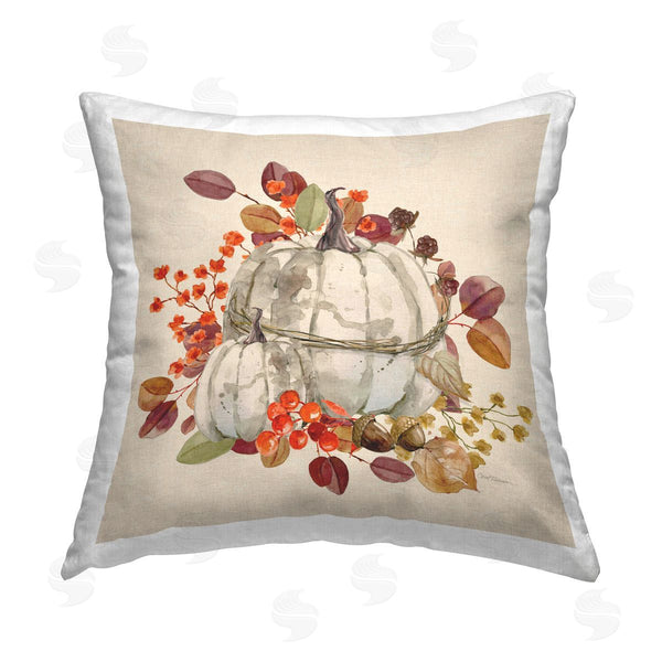 stupell industries Carol Robinson | Harvest Leaves Pumpkins Printed Throw Pillow