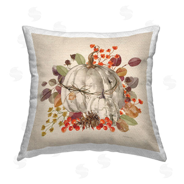 Stupell Industries Carol Robinson | Harvest Sprigs & Pumpkin Printed Throw Pillow