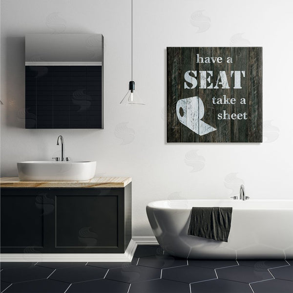 Stupell Industries Carol Robinson | Have A Seat Take A Sheet Rustic Bathroom Wall Art