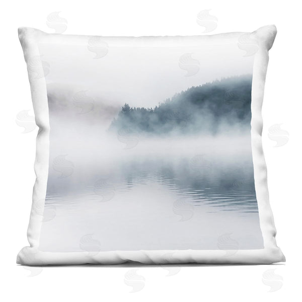 stupell industries Carol Robinson | Heavy Fog Lake Landscape Printed Throw Pillow