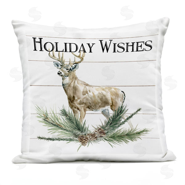 Stupell Industries Carol Robinson | Holiday Wishes Deer Seasonal Pine Sprig Printed Throw Pillow