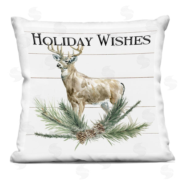 stupell industries Carol Robinson | Holiday Wishes Deer Seasonal Pine Sprig Printed Throw Pillow