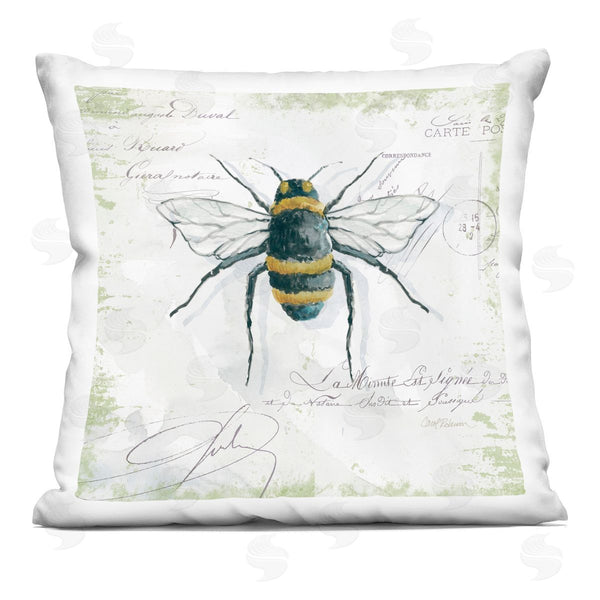 stupell industries Carol Robinson | Honey Bee Vintage Post Card Printed Throw Pillow