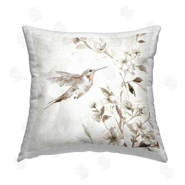 Stupell Industries Carol Robinson | Hummingbird With Flowers Printed Throw Pillow