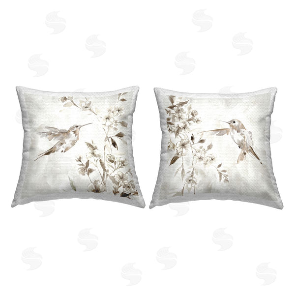 Stupell Industries Carol Robinson | Hummingbirds & Ivory Flowers Printed Throw Pillow Set