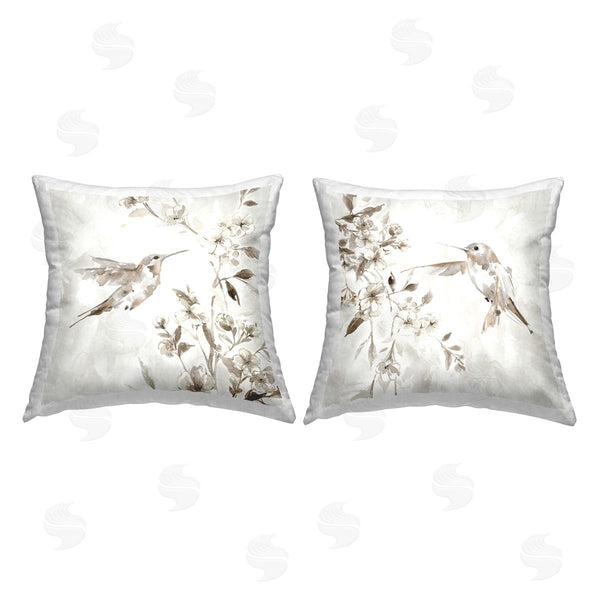 stupell industries Carol Robinson | Hummingbirds & Ivory Flowers Printed Throw Pillow Set