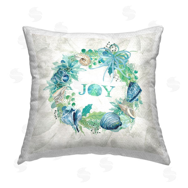 Stupell Industries Carol Robinson | Joy Seashell Wreath Printed Throw Pillow