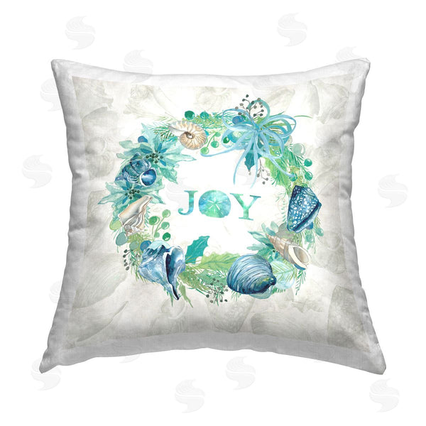 stupell industries Carol Robinson | Joy Seashell Wreath Printed Throw Pillow