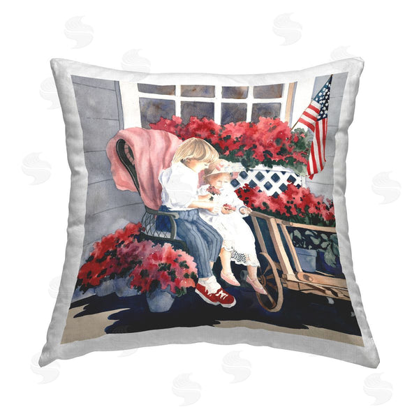 stupell industries Carol Robinson | Kids at July Parade Printed Throw Pillow