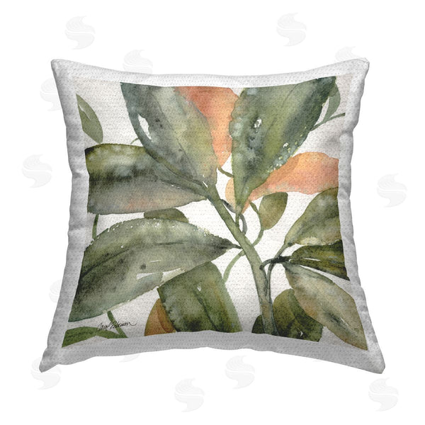 Stupell Industries Carol Robinson | Leaves With Orange Detail Printed Throw Pillow