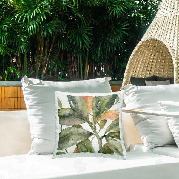 Stupell Industries Carol Robinson | Leaves With Orange Detail Printed Throw Pillow