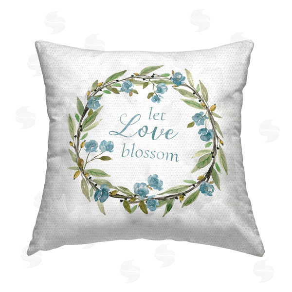 Stupell Industries Carol Robinson | Let Love Blossom Wreath Printed Throw Pillow