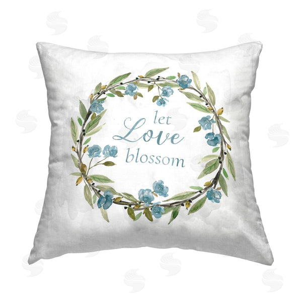 stupell industries Carol Robinson | Let Love Blossom Wreath Printed Throw Pillow
