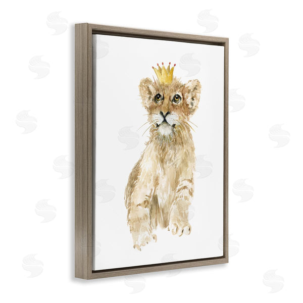 Stupell Industries Carol Robinson | Lion Cub With Royal Crown Prince Jungle Animal Wall Art
