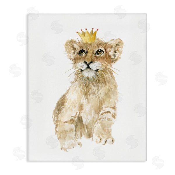 stupell industries Carol Robinson | Lion Cub with Royal Crown Prince Jungle Animal Wall Art
