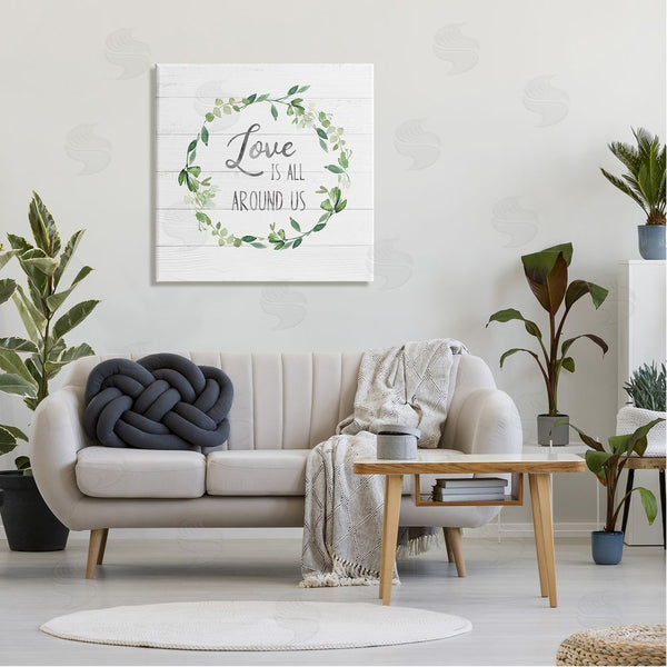 Stupell Industries Carol Robinson | Love All Around Us Plank Patterned Typography Wall Art