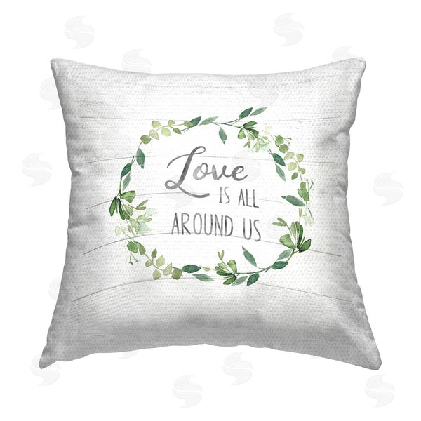 Stupell Industries Carol Robinson | Love All Around Wreath Printed Throw Pillow