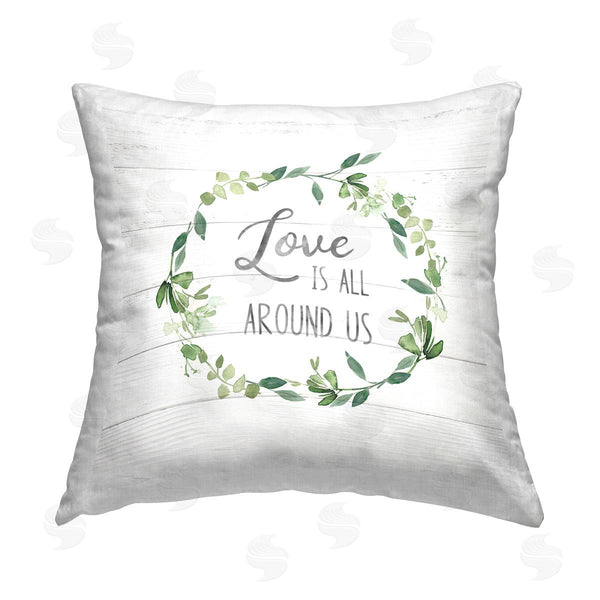 stupell industries Carol Robinson | Love All Around Wreath Printed Throw Pillow